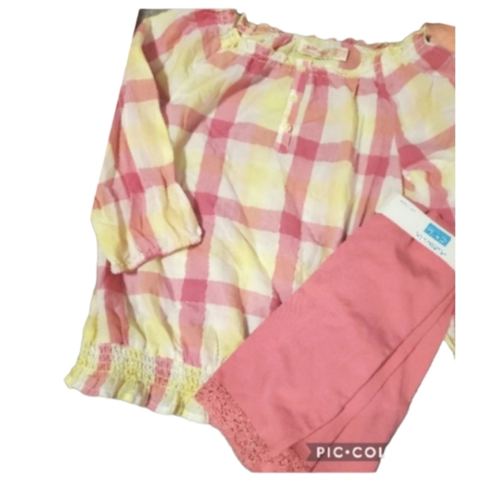 Plaid 14 blouse tunic ,new childrens place 14 capri legging